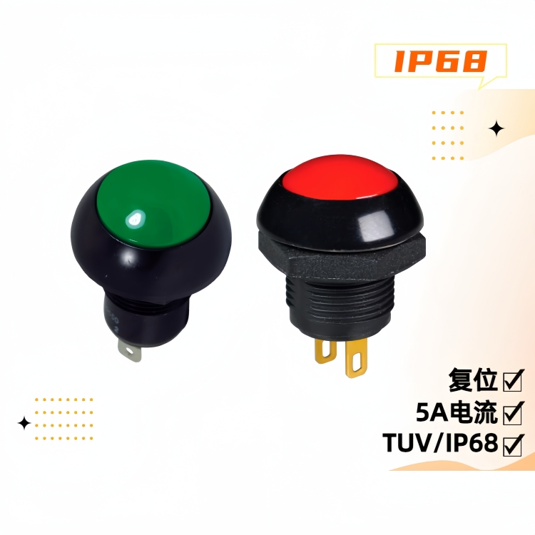 12mm IP68復位防水開關5A